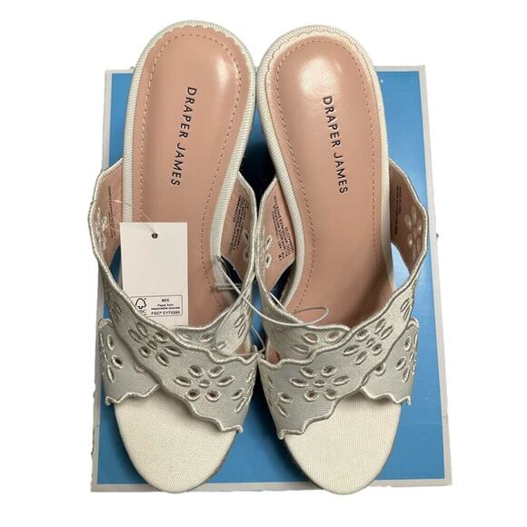 Draper James Ladies Wedge Eyelet White Sandal Size 7 NEW in Box - Picture 4 of 10